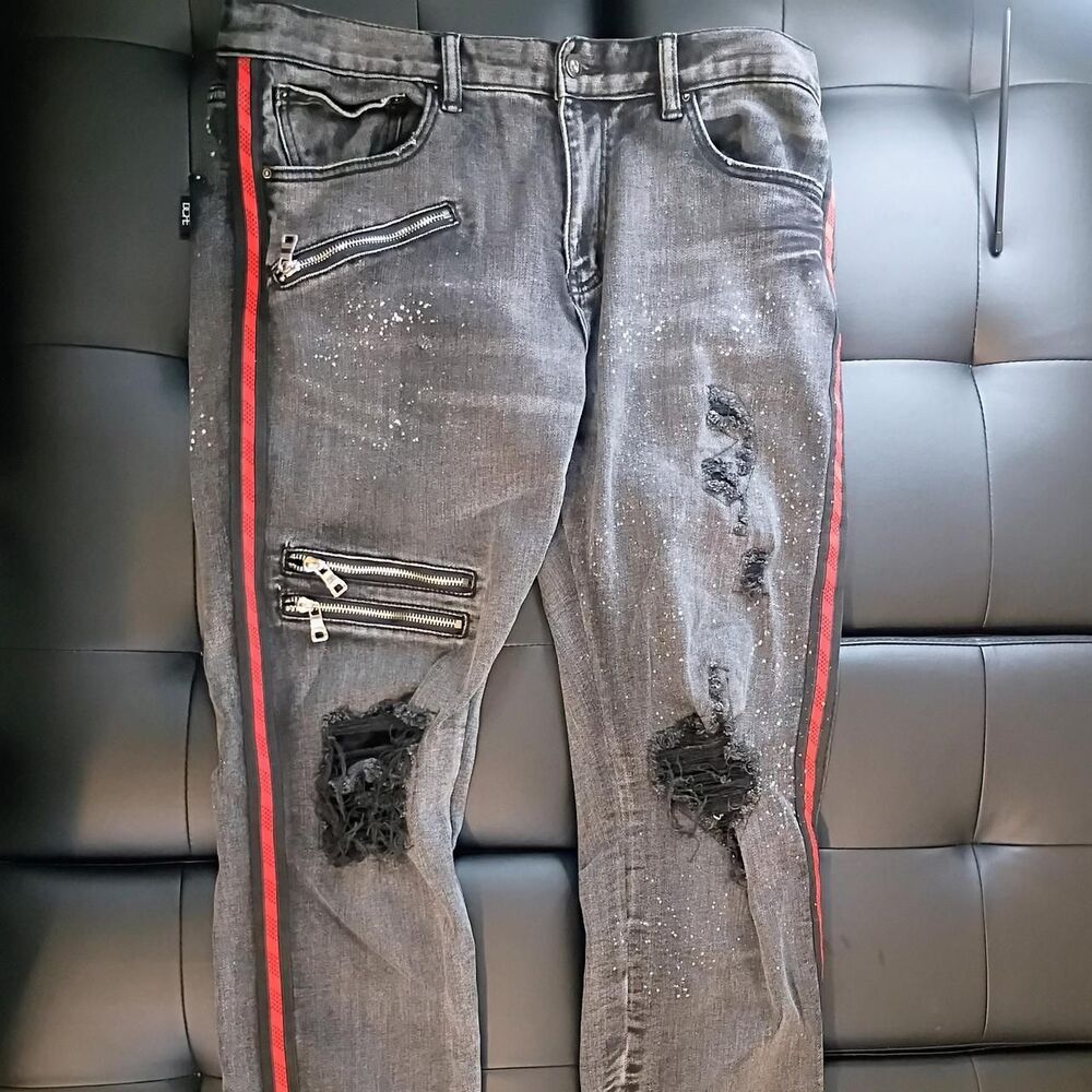 Dope Men's Black and Grey Jeans